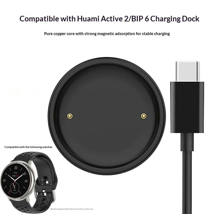 For Huami Amazfit Active 2/Bip 6 Smart Watch Magnetic Charging Dock with 100cm Type-C Charging Cable - 3