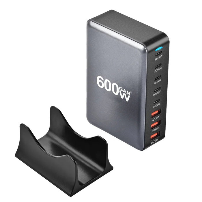 600W High Power GaN Desktop Charging Station USB-A + Type-C Multi-Port Fast Charging Adapter - US Plug/Black - 4