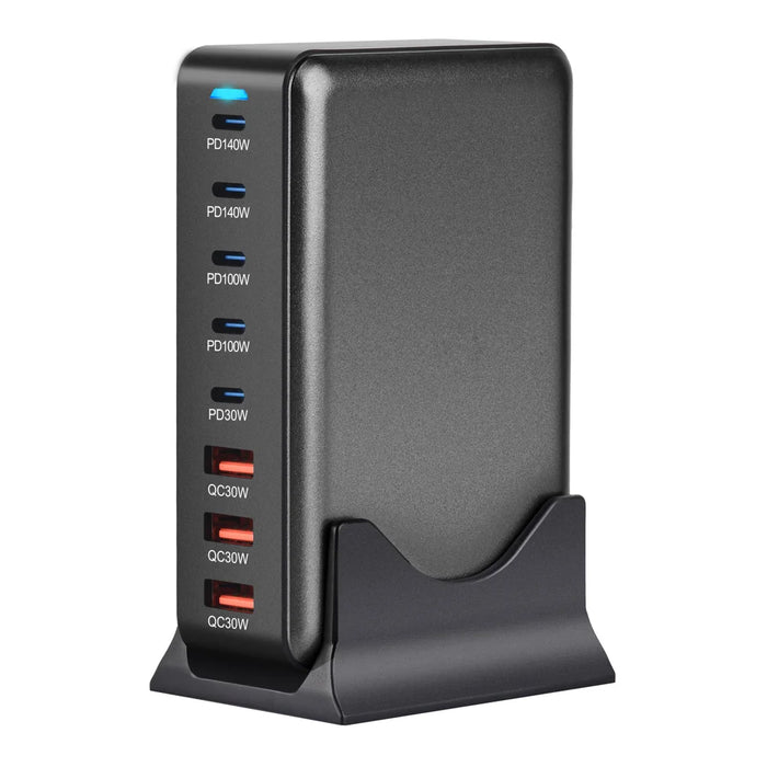 600W High Power GaN Desktop Charging Station USB-A + Type-C Multi-Port Fast Charging Adapter - US Plug/Black - 6