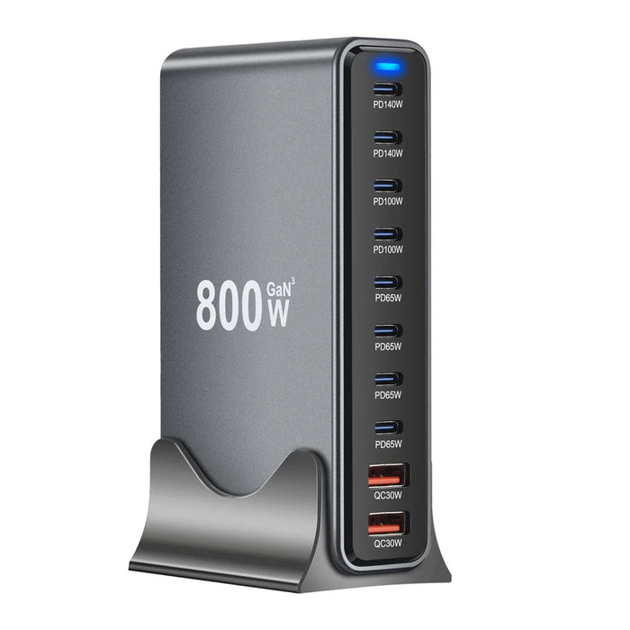 800W GaN Desktop Charger Station Type-C + USB-A Multi Port Fast Charging Power Adapter - US Plug - 2