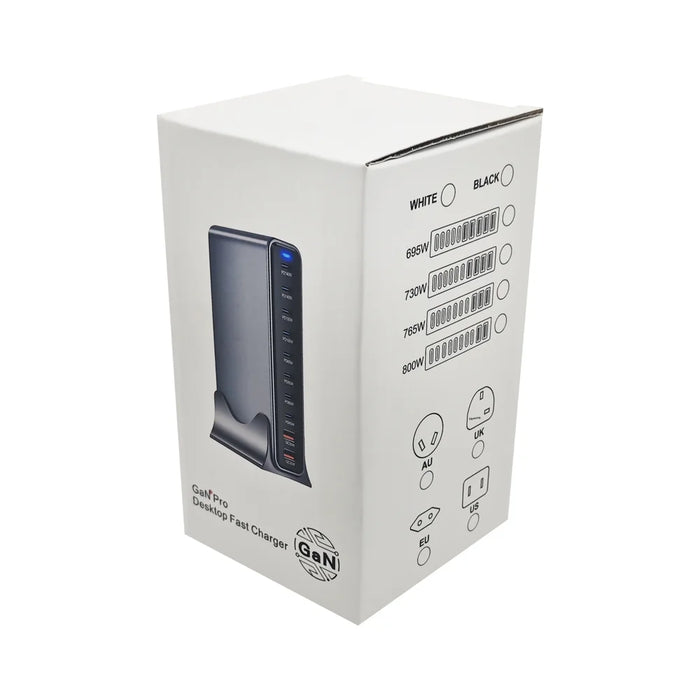 800W GaN Desktop Charger Station Type-C + USB-A Multi Port Fast Charging Power Adapter - US Plug - 5