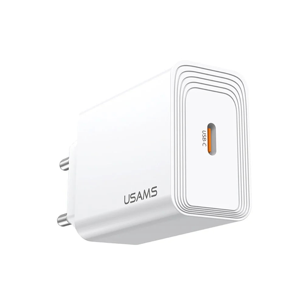 USAMS CC325 T69 20W Fast Charger USB-C Power Adapter for iPhone / Xiaomi / Samsung, EU Plug - 2