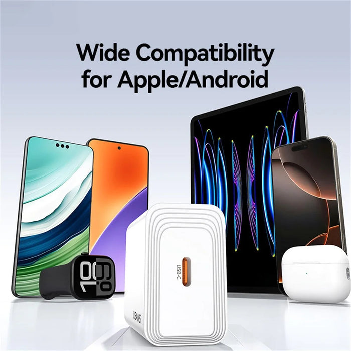USAMS CC325 T69 20W Fast Charger USB-C Power Adapter for iPhone / Xiaomi / Samsung, EU Plug - 5