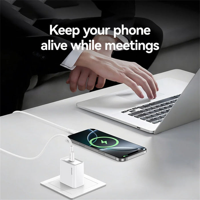 USAMS CC325 T69 20W Fast Charger USB-C Power Adapter for iPhone / Xiaomi / Samsung, EU Plug - 6