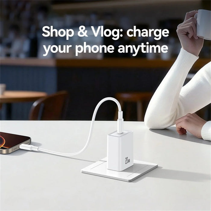 USAMS CC325 T69 20W Fast Charger USB-C Power Adapter for iPhone / Xiaomi / Samsung, EU Plug - 7