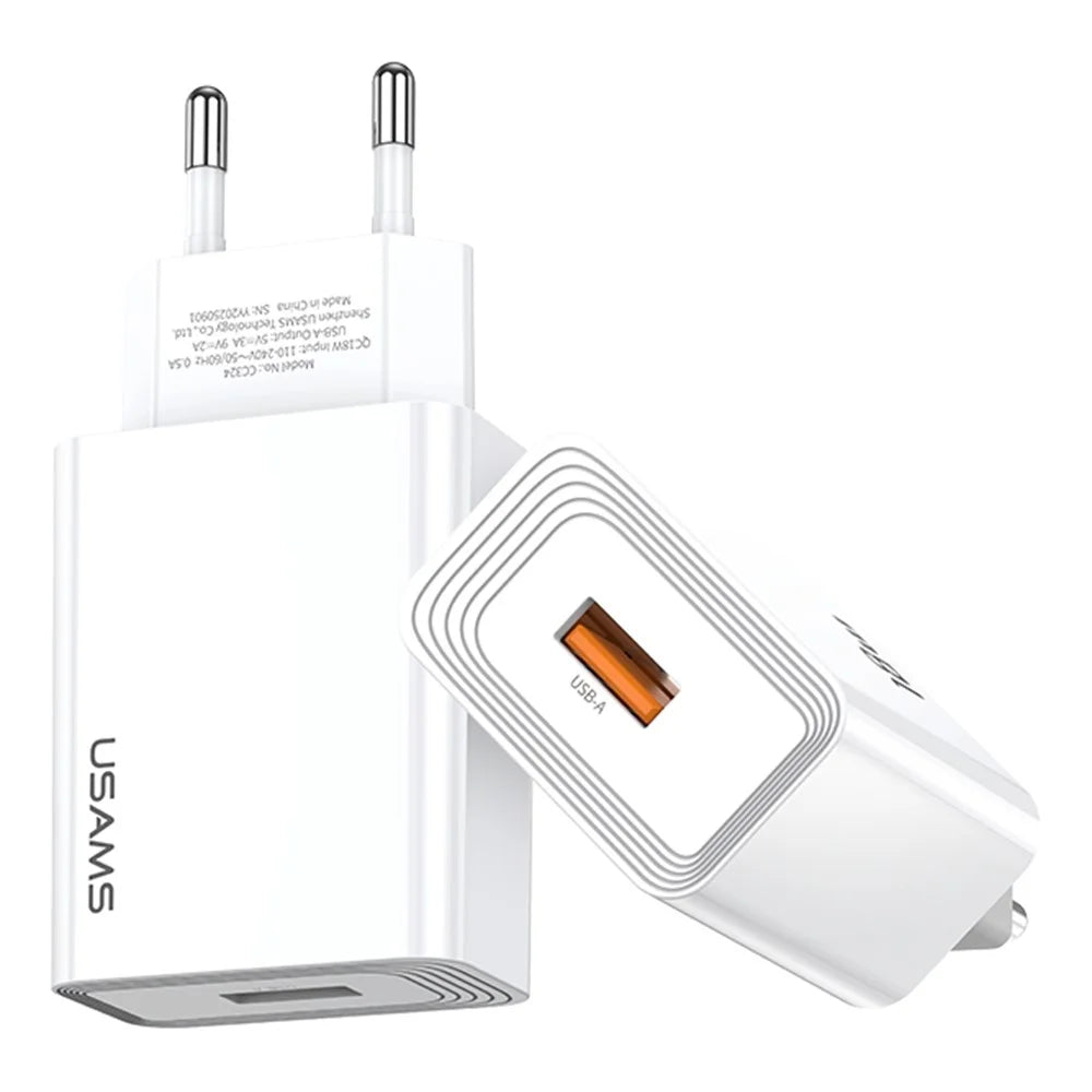 USAMS CC324 T69 QC 18W Fast Charger Adapter Quick Charge Wide Voltage Wall Charger Block, EU Plug - 2