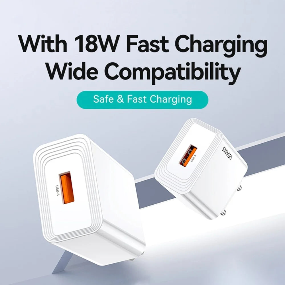 USAMS CC324 T69 QC 18W Fast Charger Adapter Quick Charge Wide Voltage Wall Charger Block, EU Plug - 4