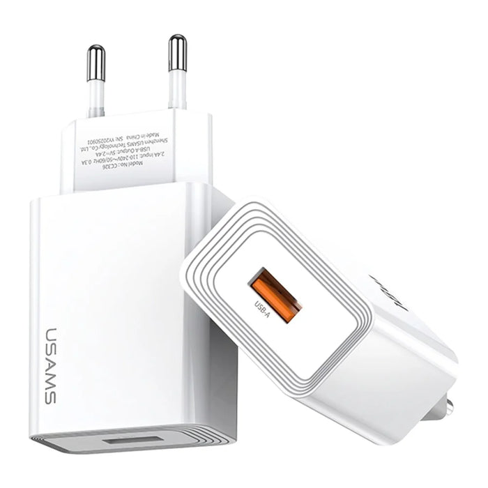 USAMS CC326 T69 Single USB Charger 2.1A Fast Charging Power Adapter Wide Voltage, EU Plug - 2