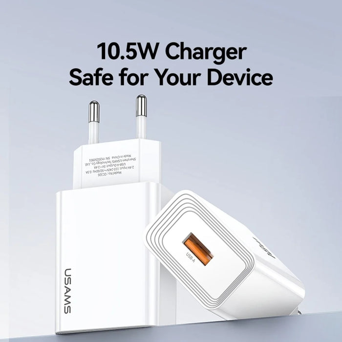 USAMS CC326 T69 Single USB Charger 2.1A Fast Charging Power Adapter Wide Voltage, EU Plug - 5