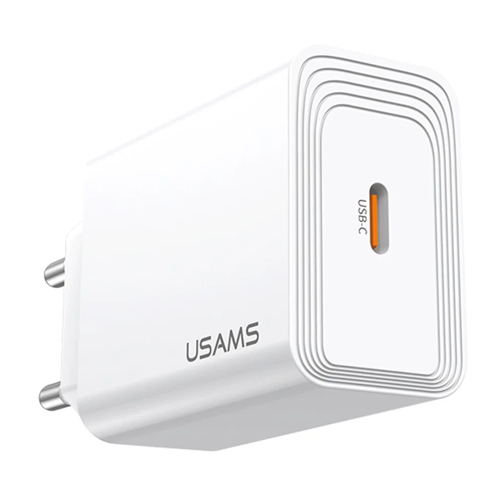 USAMS CC329 T69 30W Charger Adapter Fast Charging PD3.0 Protocol Wide Voltage Wall Charger, EU Plug - 3