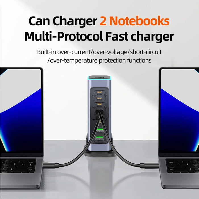WLX-F8L USB-A + Type-C 8-Port Fast Charge Desktop Power Hub 660W GaN Charging Station - US Plug - 7