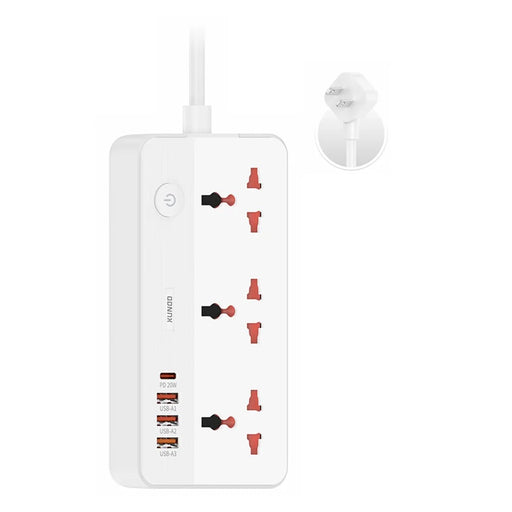 XUNDD XDCH-128 Universal USB Power Strip 7 in 1 PD 20W Fast Charging Station, 3 AC + 3 USB-A + 1 Type-C - US Plug - 1
