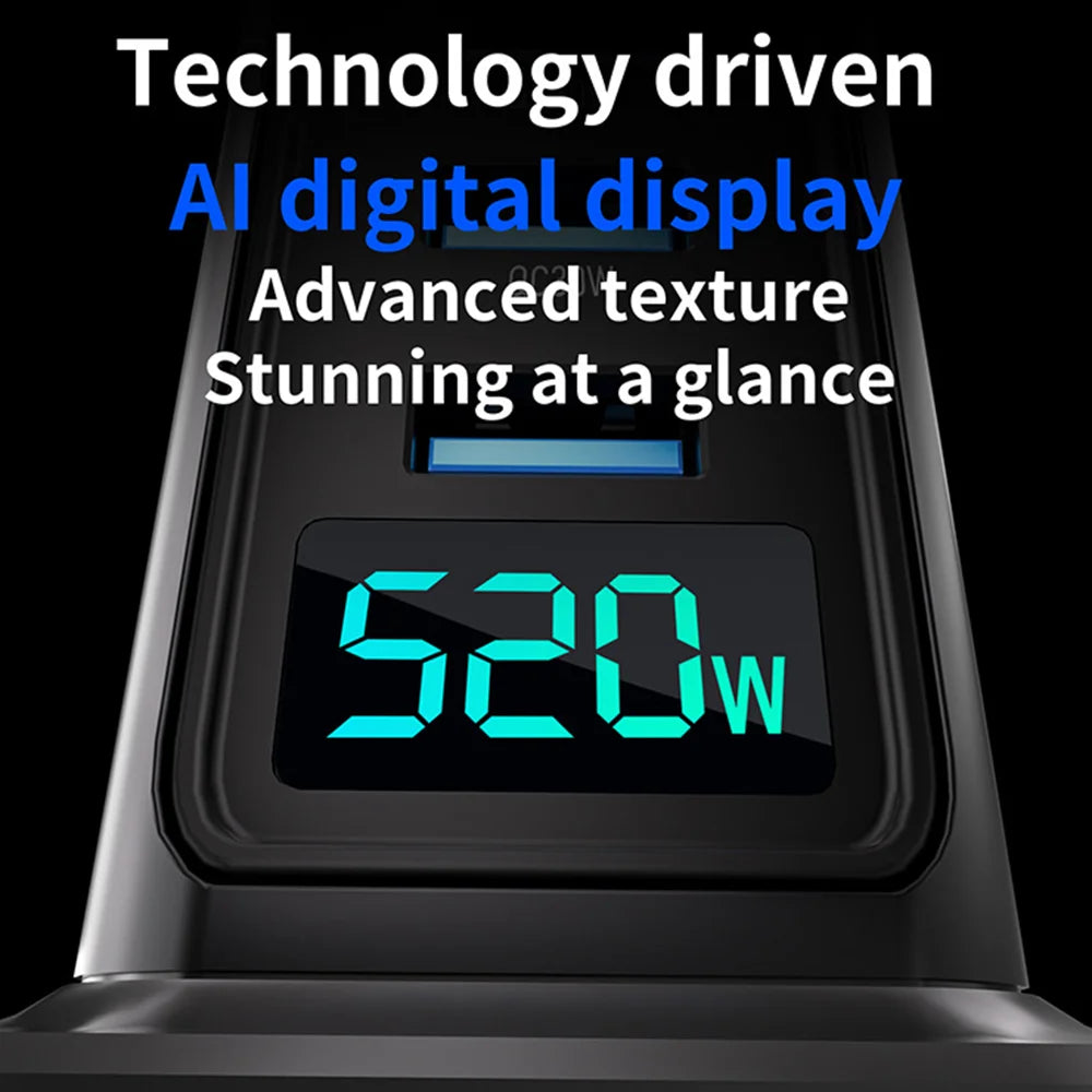 NCC666 520W Multi-Port GaN Fast Charger Intelligent Digital Display Travel Desktop Charging Station - US Plug/Silver - 4