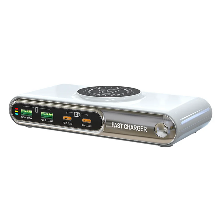 WLX-F9A Desktop Charging Station 72W Multi-Port Charger Wireless Charging Dock with RGB Ambient Light - US Plug - 3