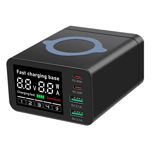 WLX-X9C 110W Multi-Port Charging Hub with Digital Display Wireless Charger Power Station - US Plug - 1