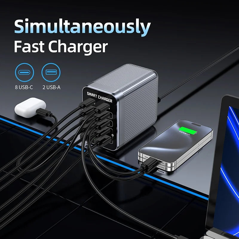 WLX-G1 425W GaN Multi-Port Charger High Power Fast Charging Desktop Charging Station for Laptops/Phones - US Plug - 4