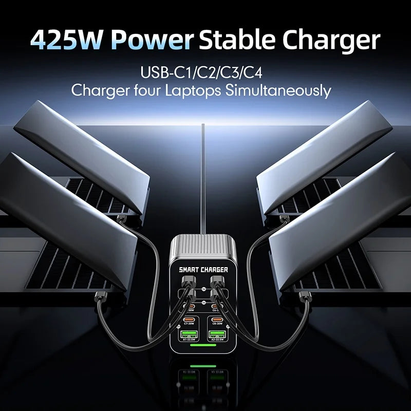 WLX-G1 425W GaN Multi-Port Charger High Power Fast Charging Desktop Charging Station for Laptops/Phones - US Plug - 5
