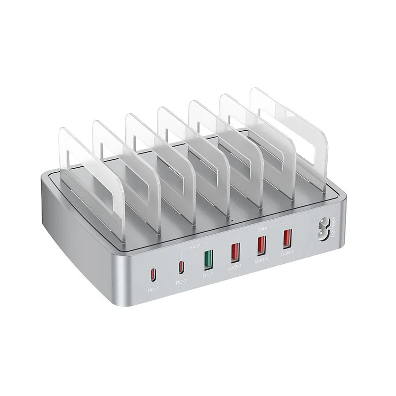 WLX-H881 USB-A + Type-C Multi-Port Charging Station with Dividers PD QC Smart Charging Hub - US Plug - 1