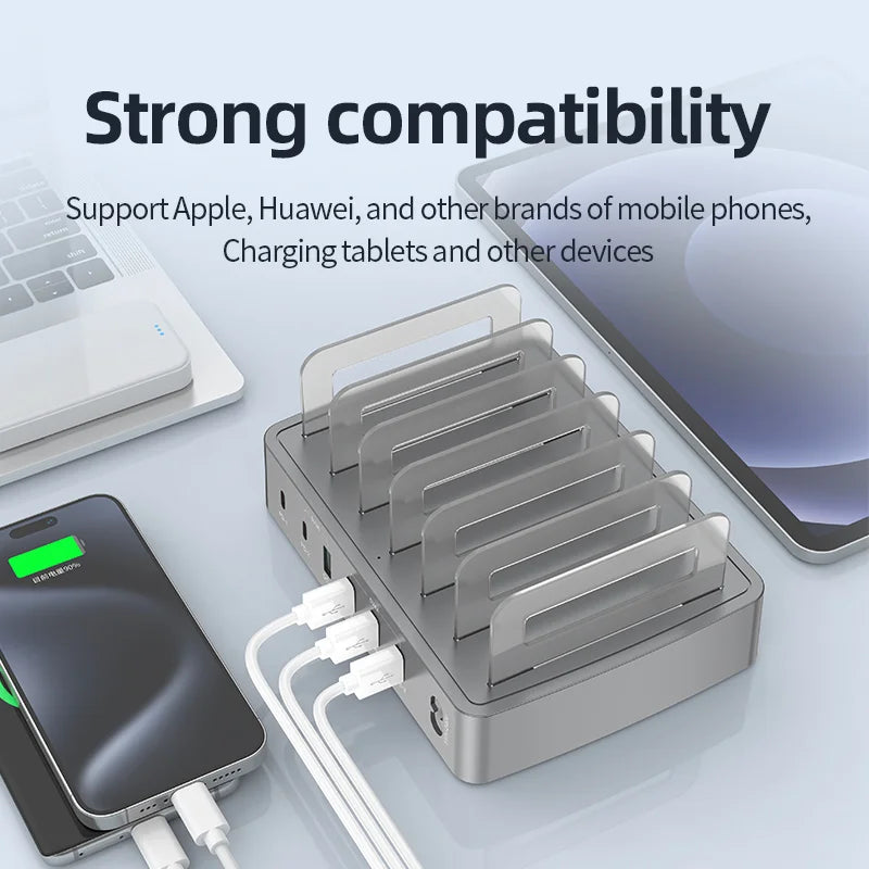 WLX-H881 USB-A + Type-C Multi-Port Charging Station with Dividers PD QC Smart Charging Hub - US Plug - 5