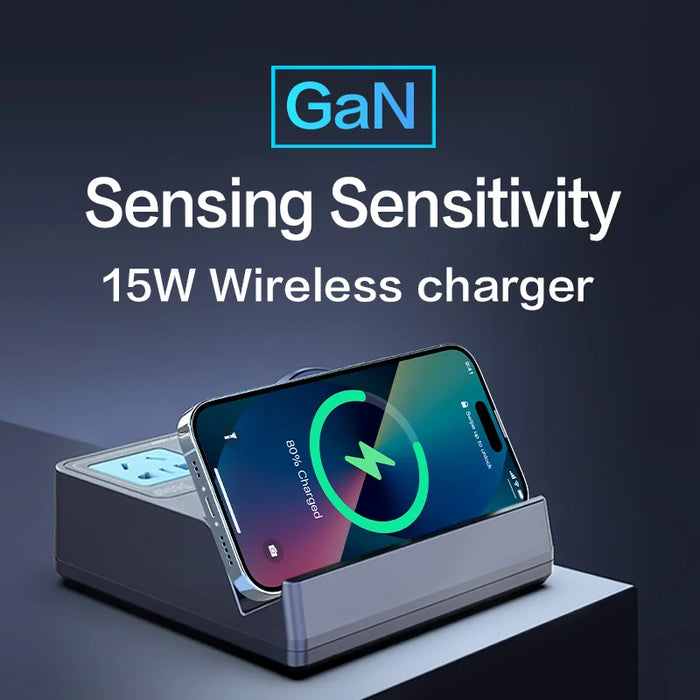 WLX-H12 140W Smart Wireless Charging Power Strip GaN PD Fast Charger Multi-Port Charging Station - US Plug - 3