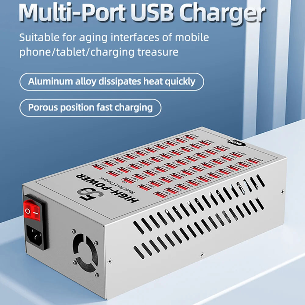 WLX-T2A 50 Ports USB Charging Station High Power Fast Charger for Workstation Factory - EU Plug - 6