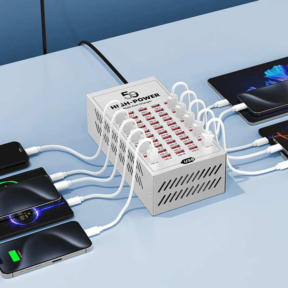 WLX-T2A 50 Ports USB Charging Station High Power Fast Charger for Workstation Factory - EU Plug - 7