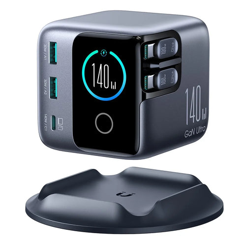 JOYROOM JR-TRD01 140W GaN Charger 5-Port Desktop Fast Charging Station with Retractable Cables - EU Plug - 1