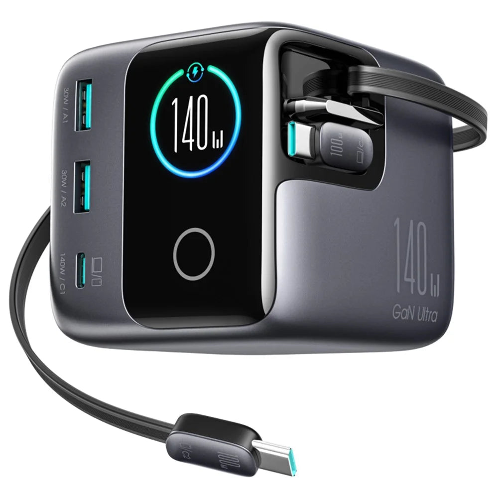 JOYROOM JR-TRD01 140W GaN Charger 5-Port Desktop Fast Charging Station with Retractable Cables - EU Plug - 2