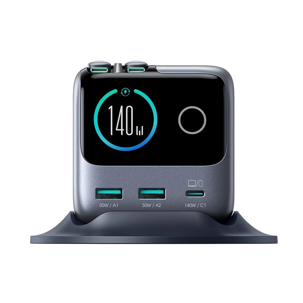 JOYROOM JR-TRD01 140W GaN Charger 5-Port Desktop Fast Charging Station with Retractable Cables - EU Plug - 3