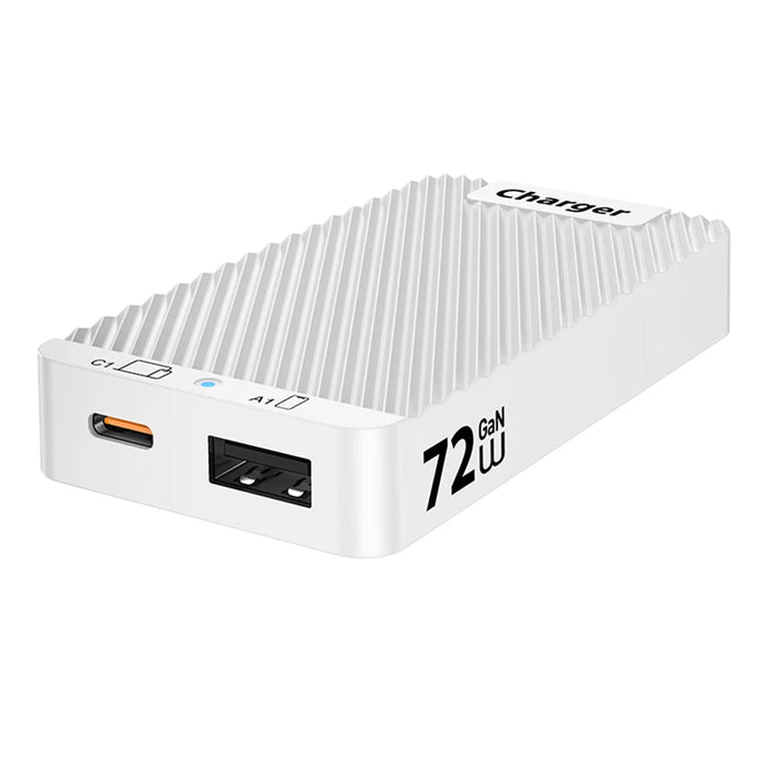 WLX-902 72W Ultra Thin GaN Desktop Charger Dual USB-C Ports Fast Charging Station for Tablets/Phones/Laptops - US Plug/White - 1