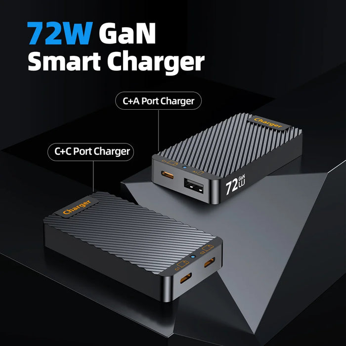WLX-902 72W Ultra Thin GaN Desktop Charger Dual USB-C Ports Fast Charging Station for Tablets/Phones/Laptops - US Plug/White - 5