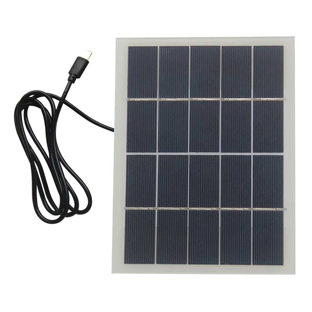 3W 5V Solar Charging Panel Type-C Solar Power Supply for 3.7V-5V Battery Charging, Security Monitoring Devices - White - 1