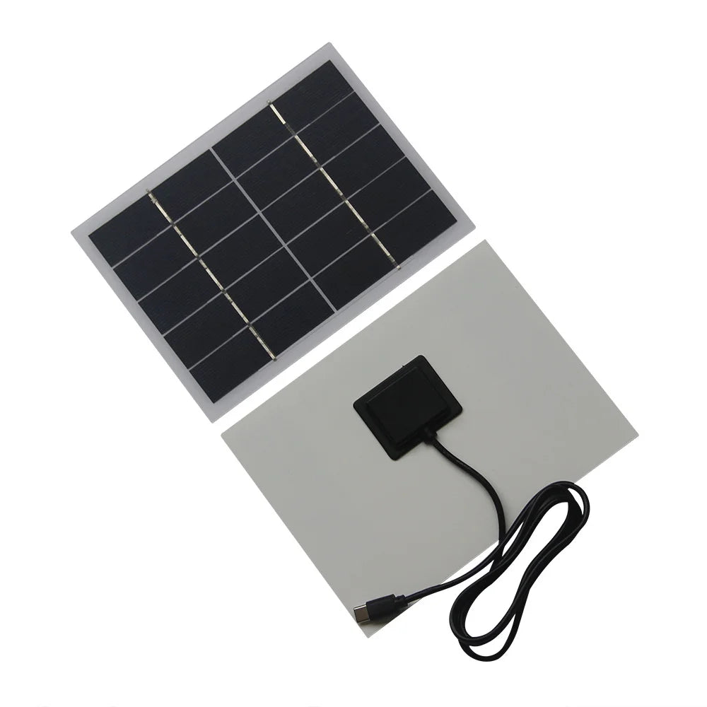 3W 5V Solar Charging Panel Type-C Solar Power Supply for 3.7V-5V Battery Charging, Security Monitoring Devices - White - 5