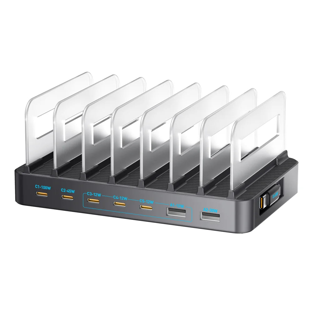 WLX-60H 288W GaN Multi Port Charger with Retractable Type-C Cable Desktop Charging Station for Phone/Tablet - US Plug - 1