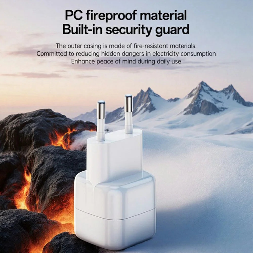 YESIDO YC103 PD 35W GaN Wall Charger USB-C Fast Charging Power Adapter Compact Travel Phone Charger, EU Plug - White - 3