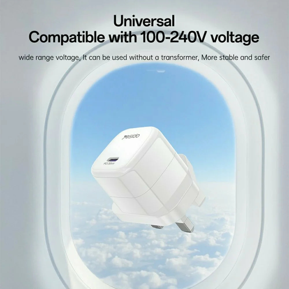 YESIDO YC149 PD 35W Travel Charger Adapter Single Port Type-C Fast Charging Adapter - UK Plug - 7