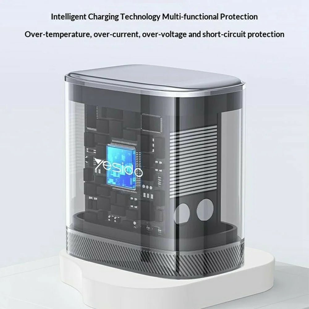 YESIDO YC155 PD 45W Fast Charger Dual USB-C Ports Travel Adapter with USB-C Cable for Home  /  Office - UK Plug - 6