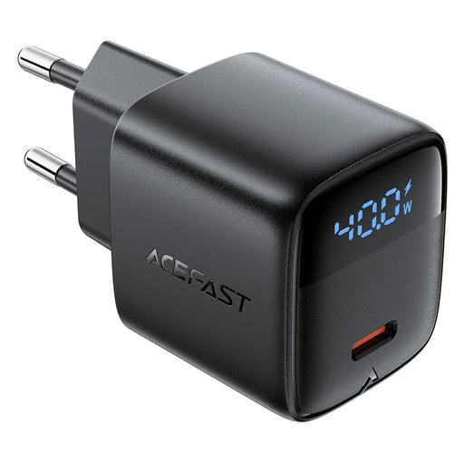 ACEFAST A135 PD 40W GaN Charger USB-C Fast Charging Power Adapter with Digital Display for Phones / Tablets, EU Plug - Black - 2