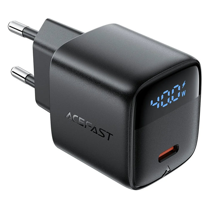 ACEFAST A135 PD 40W GaN Charger USB-C Fast Charging Power Adapter with Digital Display for Phones / Tablets, EU Plug - Black - 2