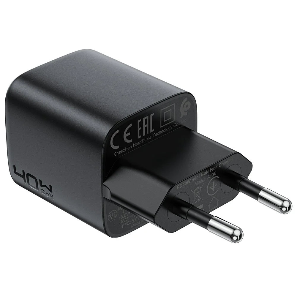 ACEFAST A136 PD 40W Mini GaN USB-C Fast Charger High Power Portable Wall Charger Adapter (EU Plug) - Black - 2