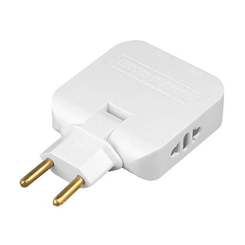 4 in 1 Power Adapter with USB-A + USB-C + 2 AC Outlets 180 Degree Rotatable EU Plug 2500W Travel Converter - White - 1