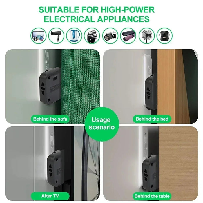 4 in 1 Power Adapter with 2 USB-A + 2 AC Outlets 180 Degree Rotatable EU Plug 2500W Travel Converter - Black - 7