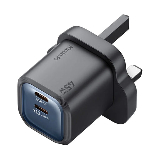 MCDODO CH-0992 UK Plug 45W Fast Charging Adapter Dual USB-C GaN Charger for iPhone iPad MacBook Samsung - Black - 2