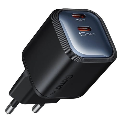 MCDODO CH-1002 EU Plug 45W Fast Charging Adapter Dual USB-C GaN Charger for iPhone iPad MacBook Samsung - Black - 1
