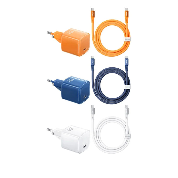 REMAX CA-26(C60W) EU Plug  GaN Fast Charger Set with USB-C to C Cable Type-C PD Quick Charging Adapter Kit - Orange - 4