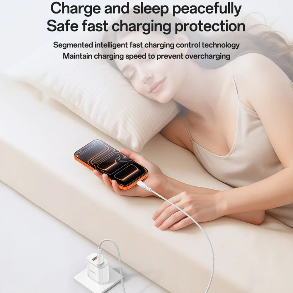 YESIDO YC17U US Plug Dual USB Wall Charger 2.4A 12W Fast Charging Adapter with USB-A to USB-C Cable - White - 4