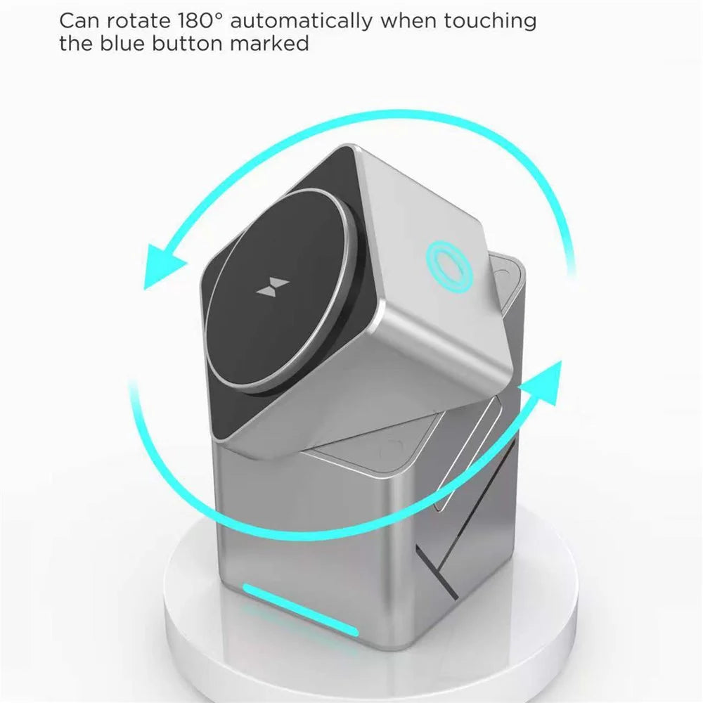 W10 3 in 1 Magnetic Wireless Charger 15W Fast Charging Stand for iPhone Samsung Phone Watch Earbuds - Grey - 2