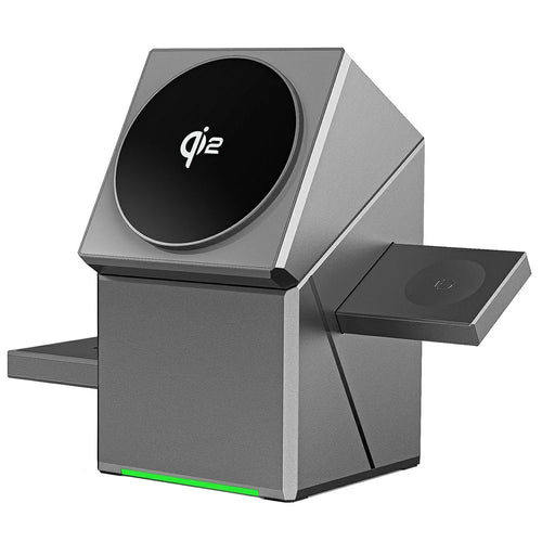R28 3-in-1 Qi2 15W Wireless Charger Rotating Magnetic Charging Station Desktop Phone Stand for Phone Watch Earbuds - 1