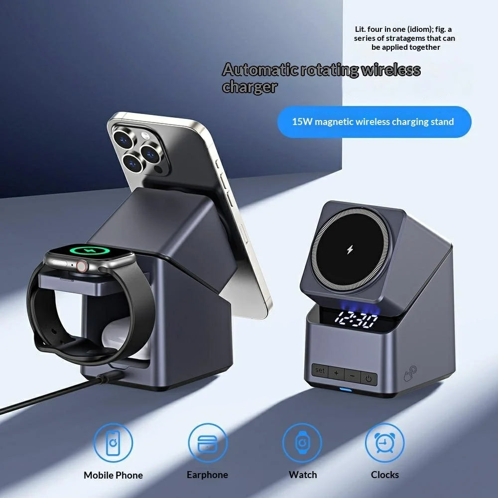 X11 15W Qi2 4-in-1 Wireless Charger Stand 180° Rotating Magnetic Desktop Charging Stand for Phone Watch - 5