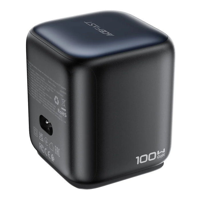 ACEFAST Z10 100W GaN Desktop Charger TFT Display 2 USB-C + USB-A 3 Ports Adapter with Retractable Cable - EU Plug - 5